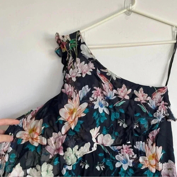 Slate + Willow Hudson Floral Maxi Asymmetrical Dress One Shoulder Black 0 - Picture 7 of 12